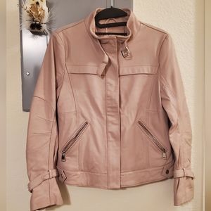 Esprit Light Pink/Blush Leather Jacket Size S NWT